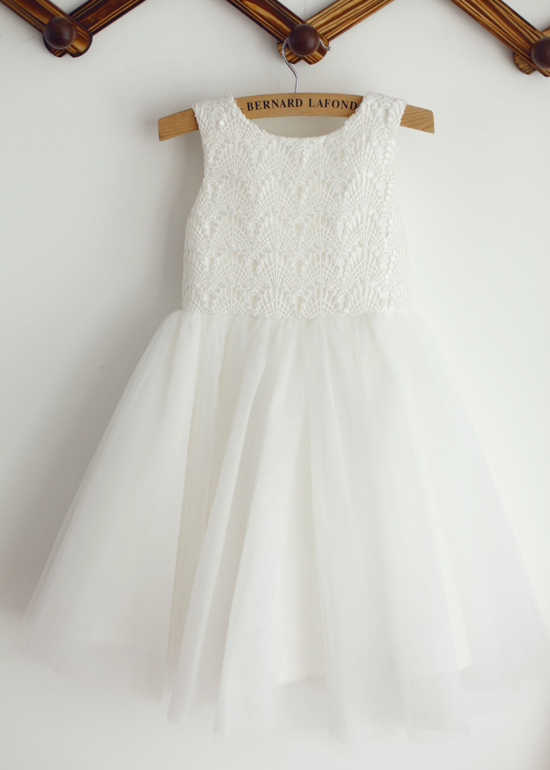 Ivory Tulle A-line Lace Flower Girl Dresses,Lovely Flower Girl Dresses, PF101